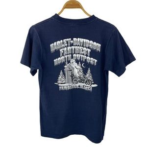 2005 Y2K Navy Blue Harley Davidson Pocket Tee